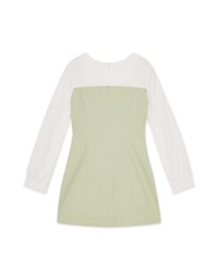 Faux 2 Peice Spliced Round Neck Shirt Mini Dress