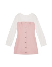 Faux 2 Peice Spliced Round Neck Shirt Mini Dress