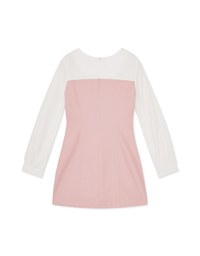 Faux 2 Peice Spliced Round Neck Shirt Mini Dress