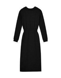 Lapel Knit Slit Maxi Dress