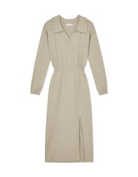 Lapel Knit Slit Maxi Dress
