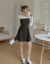 Spliced Stitched Mini Dress