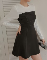 Spliced Stitched Mini Dress