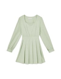 Sweet Square Neck Pleated Mini Dress