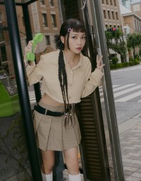 【SHIUAN'S DESIGN】Retro Denim Jeans Blazer Jacket (With Shoulder Pads)
