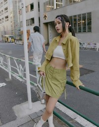 【SHIUAN'S DESIGN】Retro Denim Jeans Blazer Jacket (With Shoulder Pads)