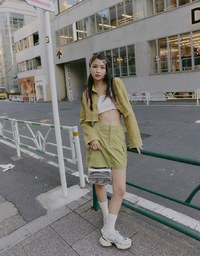 【SHIUAN'S DESIGN】Retro Denim Jeans Blazer Jacket (With Shoulder Pads)