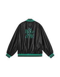 【SHIUAN'S DESIGN】Oversize Faux Leather Baseball Blazer Jacket