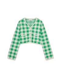 Colorful Tweed Plaid Blazer Jacket