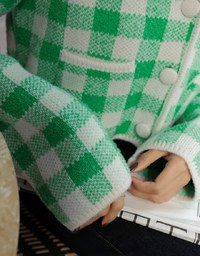 Colorful Tweed Plaid Blazer Jacket