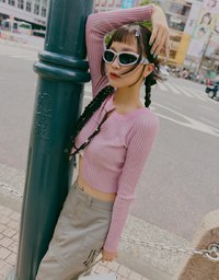 【SHIUAN'S DESIGN】Retro Straight Double Zip Knit Top