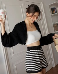 Bouclé Hooded Crop Cardigan