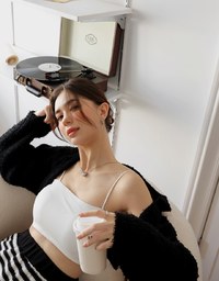 Bouclé Hooded Crop Cardigan