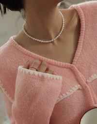 Collar Snap Button Cardigan Knit Top