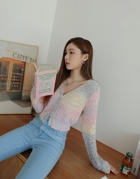 Colorful Rainbow Mixed Knit Top