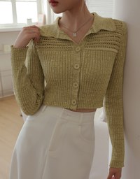Hallowed Openwork Crochet Knit Top Sweater with Collar