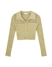 Hallowed Openwork Crochet Knit Top Sweater with Collar