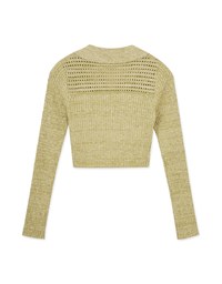 Hallowed Openwork Crochet Knit Top Sweater with Collar