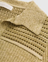 Hallowed Openwork Crochet Knit Top Sweater with Collar