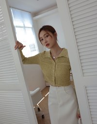 Hallowed Openwork Crochet Knit Top Sweater with Collar