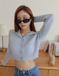 Hallowed Openwork Crochet Knit Top Sweater with Collar