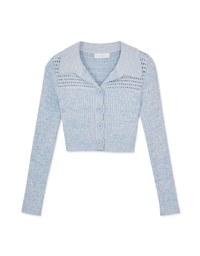Hallowed Openwork Crochet Knit Top Sweater with Collar