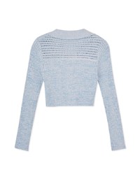 Hallowed Openwork Crochet Knit Top Sweater with Collar