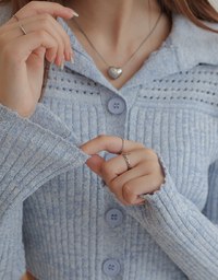 Hallowed Openwork Crochet Knit Top Sweater with Collar