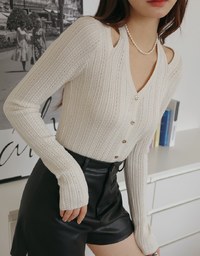 Halter Neck Hollow Knit Top