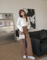 V Neck Fluffy Sweater Knit Top