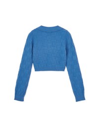 Detailed Plaid Collar Knit Top