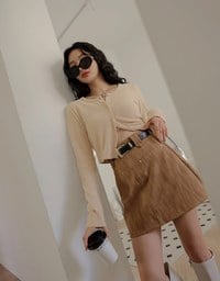 Round Neck Flannel Knit Top