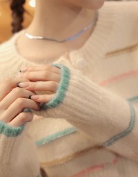 Colorful Line Knit Crop Top