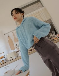 Bouclé Hooded Knit Top