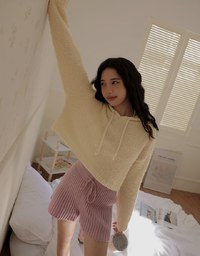 Bouclé Hooded Knit Top
