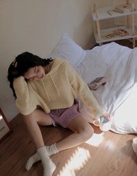 Bouclé Hooded Knit Top