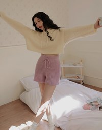 Bouclé Hooded Knit Top