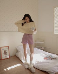Bouclé Hooded Knit Top