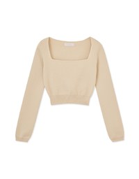 Square Neck Fitted Knit Crop Top