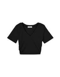 Minimalist V-neck Side Ruched Tee Top