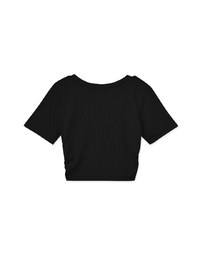 Minimalist V-neck Side Ruched Tee Top