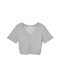 Minimalist V-neck Side Ruched Tee Top