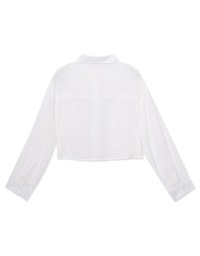 Wrinkled Sheer Double-Pocket Collar Blouse