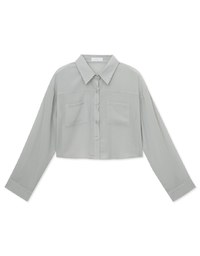 Wrinkled Sheer Double-Pocket Collar Blouse
