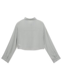 Wrinkled Sheer Double-Pocket Collar Blouse