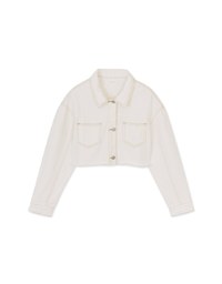 Raw Edge Stitches Wide Denim Jeans Blazer Jacket