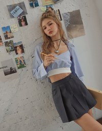 Two-Piece Cinched Waist Short Shirt