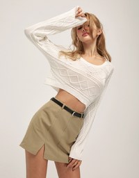Multi-line Knit Crop Top
