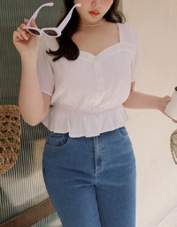 French Square Neck Ruffle Top