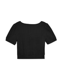 Texture Square Neckline Puff Sleeve Top
